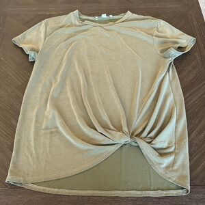 Green Envelope Knot Front T Shirt Women’s XS Loose Flowy Casual Everyday Short